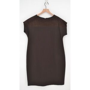 Carlisle Collection Suede Dolman Short Sleeve Shift Mini Dress Brown Women's 10